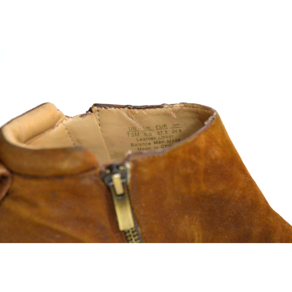 Franco Sarto size 7.5 brown suede cognac ankle boots - Picture 5 of 8
